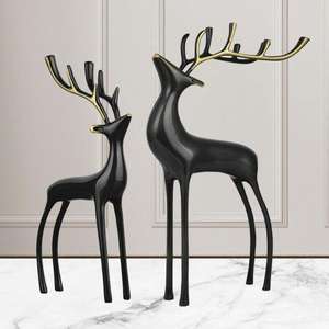 Ensemble de sculpture décorative en renne noir artisanal en métal de 2 ensembles de cerfs de Noël faits à la main Figurine parfaite pour les cadeaux - Product Image 5