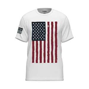 Bandera de EE. UU. Diseño de calavera camiseta Unisex manga corta venta al por mayor a granel algodón-poliéster patriótico Día DE LA Independencia ropa - Product Image 2