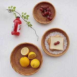 Petit panier en rotin tressé de haute qualité, panier à pain et à fruits, conteneur peu profond en fibres naturelles - Product Image 5