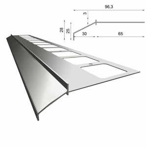 Renoplast ®   Profilé de corniche en aluminium K100, finition des terrasses et des balcons, sols carrelés sur mortier adhésif, systèmes de drainage - Product Image 3