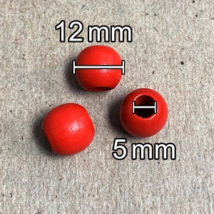 ลูกปัดไม้ทรงกลมสีแดงขนาด12มม. ลูกปัดไม้รูปร่างและสีสั่งทำ - Product Image 3