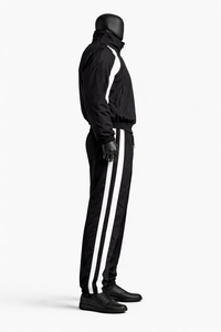 <b>Men</b>’s Black <b>White</b> Windbreaker Tracksuit Set Lightweight Nylon Track Suit Full Zip <b>Jacket</b> Stripe Jogger Pants Custom Logo OEM ODM - Product Image 4