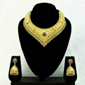 Vente en gros de parures de bijoux plaquées or 14K, 18K, 24K, design traditionnel, colliers en pierre, bijoux en laiton plaqué or, Oro Joyeria - Product Image 2