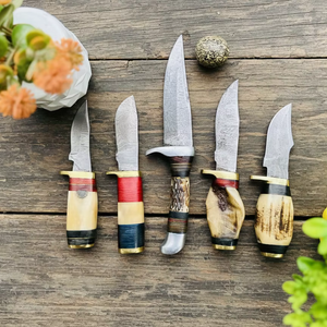 Juego de Cuchillos de Cocina de Acero al Carbono con Patrón Damasco Hecho a Mano, 5 Piezas, Mango Personalizado, Ambidiestro, Duradero, Afilado y Ligero - Product Image 4