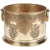 Jardinières et pots de décoration de jardin extérieur de luxe en laiton martelé de forme ronde, durables et écologiques