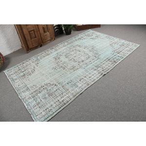 Alfombra Turca Vintage de 5x8.4 pies, Alfombra Grande, Alfombra de Lana Azul - Product Image 2