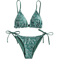 Set Bikini Mikro 2-Piece Wanita Berkualitas Tinggi dengan Payet Motif Paisley dan Bulu, OEM Logo Kustom, Anti-UV, Cepat Kering, Pakaian Renang Seksi
