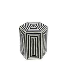 Mesa auxiliar con incrustaciones de hueso hechas a mano con intrincados patrones de ágata - Product Image 1