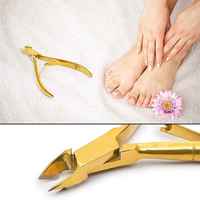 Pince à cuticules professionnelle en acier inoxydable doré pour les doigts outil de manucure à poignée lisse avec coupe-ongles à lame tranchante
