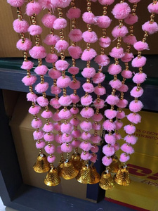 Guirlandes de fleurs artificielles à pompon faites à la main indiennes, couronnes de décoration de mariage, guirlande murale, chaîne de porte, décoration de scène suspendue - Product Image 6