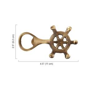 Ouvre-bouteille en laiton en forme de roue de bateau, ouvre-bière mural nautique, décoration marine - Product Image 5