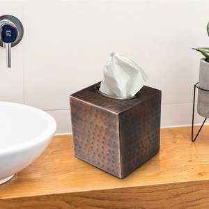 Boîte à mouchoirs carré support de couverture et distributeur accessoires de commode en métal pour bureau salle de bain décor vanité - Product Image 3