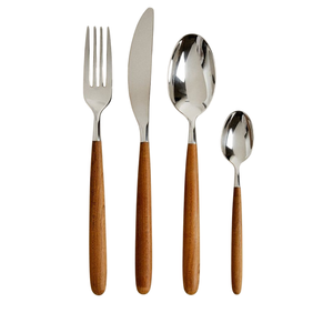 Ensemble de couverts en bambou naturel de qualité supérieure, fabriqué à la main, écologique, en acier inoxydable, ustensiles de cuisine modernes pour la salle à manger - Product Image 5