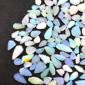 100% naturel éthiopien opale Flashy bleu feuille forme ovale coupe pierre précieuse en vrac sculpté 6X5 à 11X6MM couleur jaune - Product Image 3