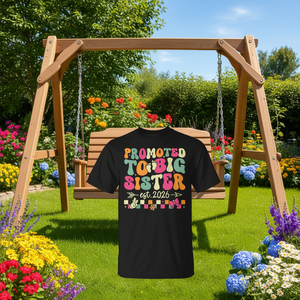 T-shirt pour filles Groovy 2026 : Promue en grande sœur, excitée pour leur nouvelle rôle prochainement ! - Product Image 3