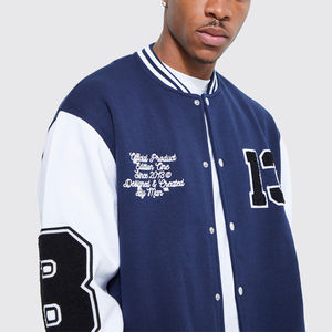 Veste d'hiver 2025 Logo personnalisé manches en cuir broderie noir collège Baseball veste pour hommes Letterman bleu clair veste universitaire - Product Image 6