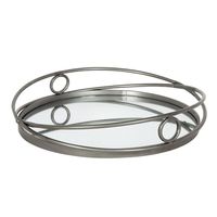 Poignées en cuir en métal Designer fantaisie décoratif en gros équipement de service plateau ovale en acier inoxydable poli miroir