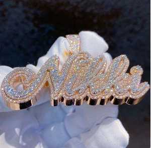 Colgante con Nombre en Capas para Hombre, Moissanita Real, Letra del Alfabeto con Nombre Personalizado, Plata de Ley 925, Chapado en Oro Amarillo de 18K, Regalo Hip Hop - Product Image 1