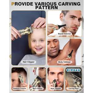 Kit de barbier professionnel sans fil 7-en-1 pour hommes, affichage LED, tondeuse à cheveux à lame en T à écartement zéro, rasoir électrique, alimentation par batterie - Product Image 4