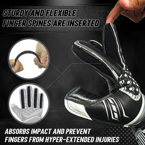 Gants de gardien de but de football en gros, forte adhérence, respirants, imperméables, sangle de poignet réglable, paume en latex antidérapante, doigts - Product Image 5