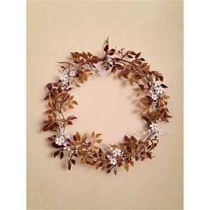 Guirnalda de Flores de Cobre Rústica Hecha a Mano para Colgar en la Pared |   Arte Metálico Vintage con Patina Turquesa |   Gran Escultura Decorativa Floral para Pared - Product Image 3