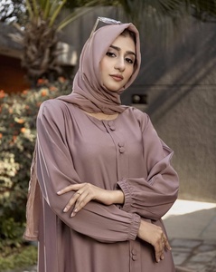 2025 élégant couleur unie fabricant pakistanais turquie dubaï modeste Abaya Cardigan doux crêpe ample longue Maxi traditionnel musulman - Product Image 5