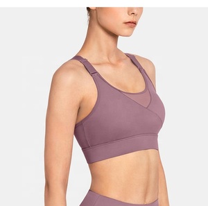 Ropa de entrenamiento para mujer Sujetador deportivo ajustable en la espalda de malla Top Fitness - Product Image 1