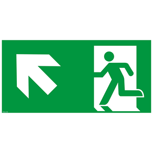Señal de Emergencia Luminosa en la Oscuridad, Señal de Rescate, Salida a la Izquierda Ascendente, 300 x 150 mm, RT-SCHILD-300-10-NLF - Product Image 2