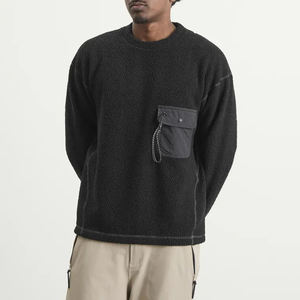 Luxury Casual Wear Men Custom Crew Neck Long Sleeves <b>Waffle</b> Tshirt With Chest Pocket street wear by Ako - Product Image 2