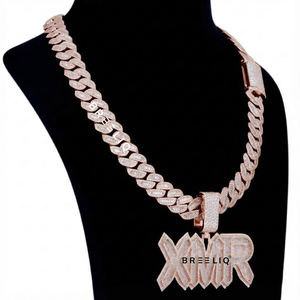 Custom XMR Pendant Lab Grown Diamond Cuban Link <b>Chain</b> Necklace 925 Sterling Silver Rhodium Plated Classic Style Party Unisex - Product Image 6