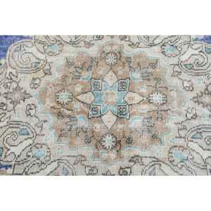Alfombra Turca Vintage de 5.9x9.5 pies (181x289 cm), Alfombra de Lana Azul con Puntos - Product Image 5