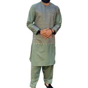 Shalwar Kameez Afgano para Hombre, el Más Vendido, Hecho a Mano, Bordado, Informal de Verano, 100% Algodón, Transpirable y Ligero - Product Image 1