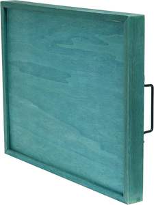 Plateau de service en bois avec poignées, design bleu délavé, traditionnel, écologique, pour mariage et occasion du Ramadan - Product Image 6