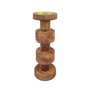 Bougeoir en bois fait à la main marron fini pour la décoration d'éclairage de table de maison et de mariage fait à la main en vrac - Product Image 1