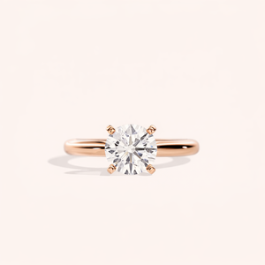 Classic Round Cut Lab Grown Diamond Solitaire Ring in 18K Rose Gold - Product Image 1