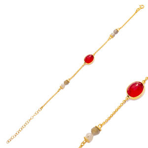 Rubis Quartz Or Lunette Ovale Sterling Theia Bracelet En Argent Bijoux En Gros À La Main 925 Sterling Bijoux - Product Image 1