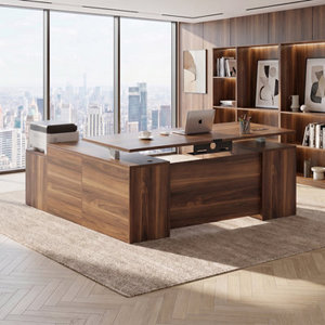 71" L-Shaped <b>Electric</b> Standing <b>Desk</b> with Wood Finish Height Adjustable Executive <b>Desk</b> - Product Image 1