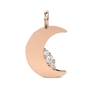 Colgante de Oro Sólido 14k 18k con Dije de Luna y Diamante, Suministros de Joyería, Oferta en Fornituras y Componentes de Joyería - Product Image 4