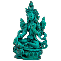 Statue en résine de Tara Verte, Art Bouddhiste Fait Main, 8 Pouces, Couleurs Personnalisables, Décoration Religieuse pour la Maison, Sculpture