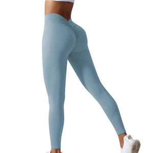 Legging de yoga pour femme style classique à dos froncé, tissu doux et flexible, vêtement de sport - Product Image 1