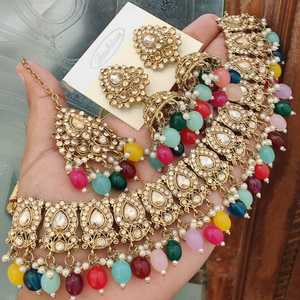 Traditional Necklace Set With Maang Tikka And <b>Beautiful</b> <b>Earrings</b> Indian Manufacturer And Wholesaler Of Premium Quality Jewelry - Product Image 1