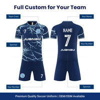 Camiseta de Fútbol con Diseño de Rayos Azules, Personalizada con Transferencia Térmica, Malla de Poliéster con Logotipo