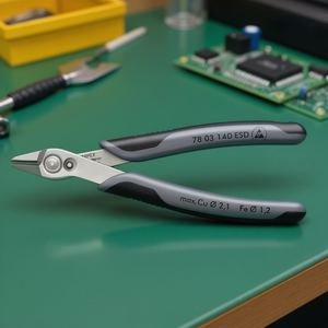 Ciseaux et cisailles électroniques Knipex Super Knips XL à tête polie XL avec poignées multi-composants en acier INOX ESD - Product Image 3