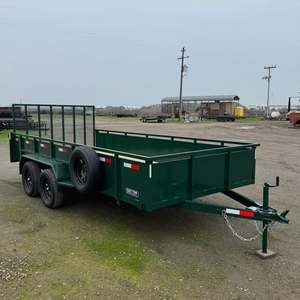 À vendre : Remorque utilitaire robuste à double essieu de 7'x14' avec côtés de 2' et porte arrière en filet, couleur verte - Product Image 3