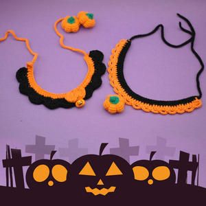 Collares para Mascotas de Moda Popular 2025, Sombreros de Calabaza Hechos a Mano para Halloween, Decoración - Product Image 2