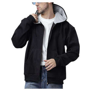 Sudadera con Capucha de Invierno Extra Grande de Alta Calidad con Doble Cremallera para Hombre, Forro Polar Grueso 100% Algodón Ecológico Transpirable OEM - Product Image 2