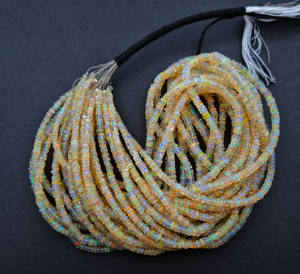 Opale de feu éthiopienne de qualité AA 3-4mm Rondell lisse à facettes 25 CT perles 16 pouces de long pierres précieuses traitées thermiquement pierres précieuses en vrac - Product Image 3