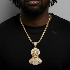 925หรูหราจี้เพชรรูปพระเยซูสำหรับปลูกในห้องปฏิบัติการเงินสร้อยคอฮิปฮอปสีทองประดับอัญมณีทางศาสนาของขวัญสำหรับเขา - Product Image 2