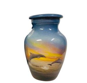<b>Keepsake</b> Cremation Urn Playful Dolphins Ocean Themed Cremation Urn adult male female large <b>ashes</b> men cremation - Product Image 5