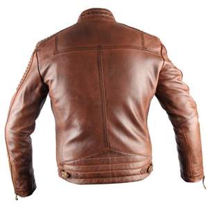 เสื้อแจ็กเก็ตหนังแวกซ์ของผู้ชายสำหรับขี่มอเตอร์ไซด์เสื้อแจ็คเก็ตหนังแวกซ์สำหรับแข่งรถมอเตอร์ไซค์ตามสั่ง - Product Image 4
